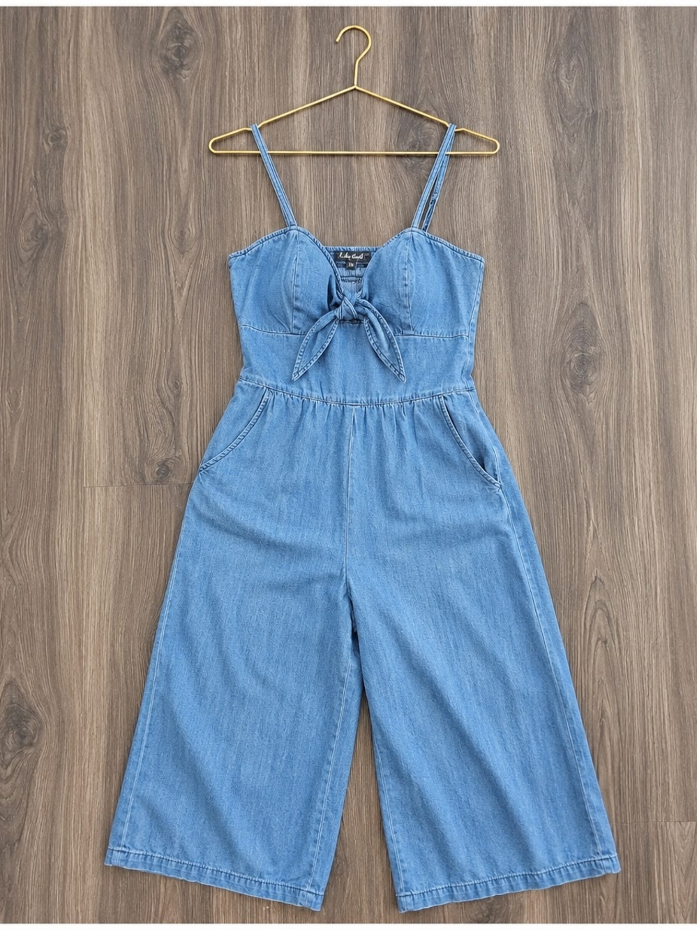 Blue Blush Chambray Wide Leg Jumpsuit | Size S